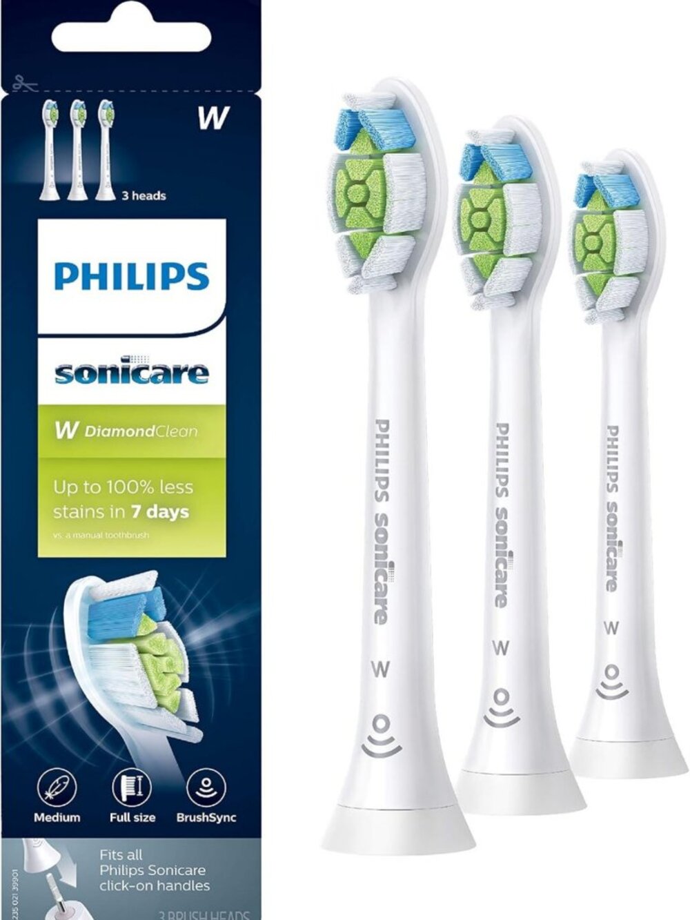 3-Pack DiamondClean Replacement Brush Heads for Sonic Toothbrush, 9-Month Supply